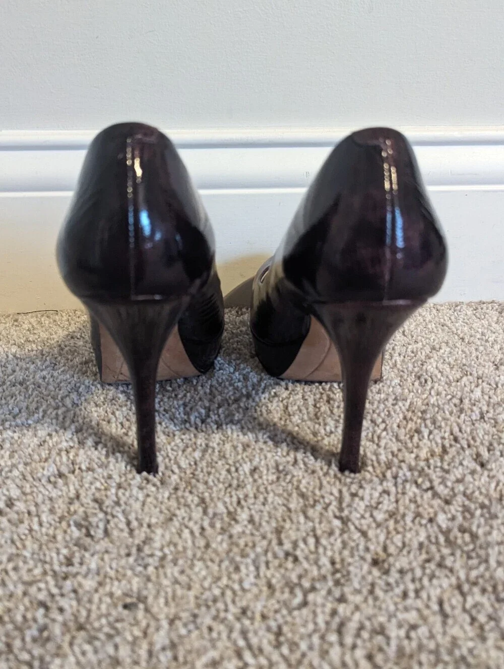 Joan & David Purple Patent Leather Platform Stiletto Heels Corporate Goth sz 7.5